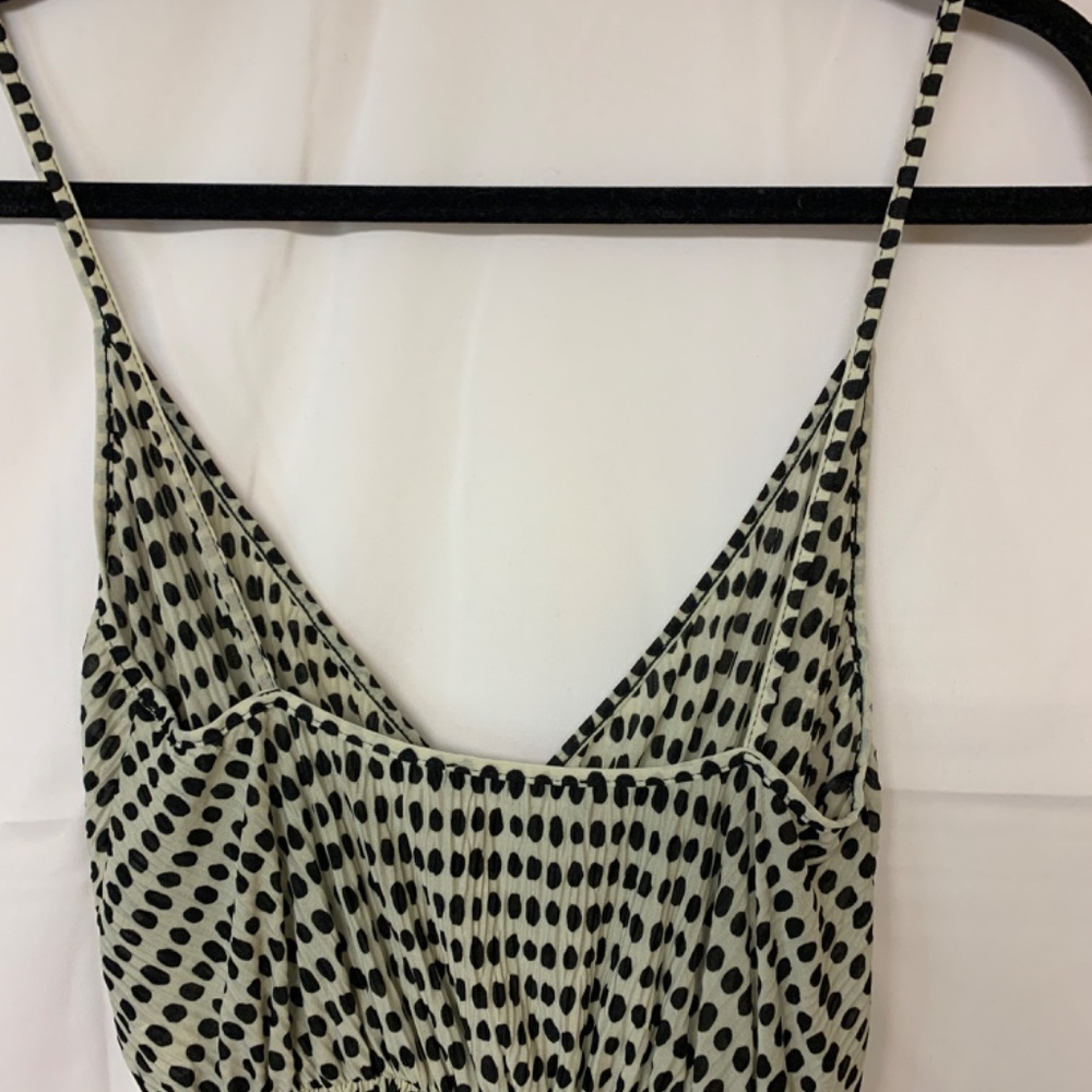 ZARA blouse SZ S beige & black dots asymmetrical hem unique bohemian polka dot - Picture 5 of 11